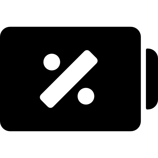 Battery status symbol with percentage sign